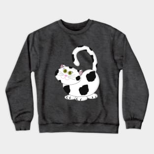 Cute Black & White Cartoon Cat Crewneck Sweatshirt